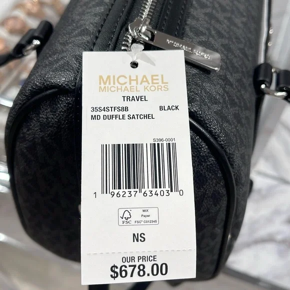 MICHAEL KORS JST TRAVEL MEDIUM DUFFLE SATCHEL SHOULDER CROSSBODY BAG MK BLACK - Picture 8 of 16